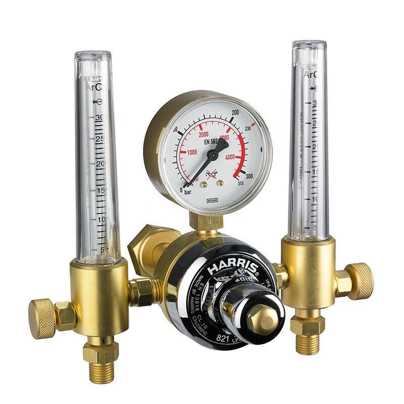 Argon/CO2 Druckminderer + Doppel Flowmeter Harris 821